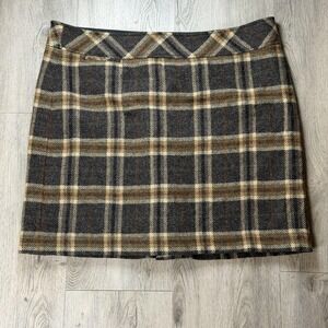 L.L. Bean Skirt Womens 20 Petite Gray Plaid Wool Tweed Pencil Knee Length Lined